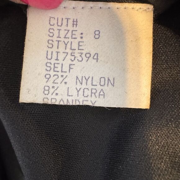 Tadashi Collection Sleeveless Top Sz 8 Faux Wrap High Collar Lace Black Glam - Picture 6 of 10